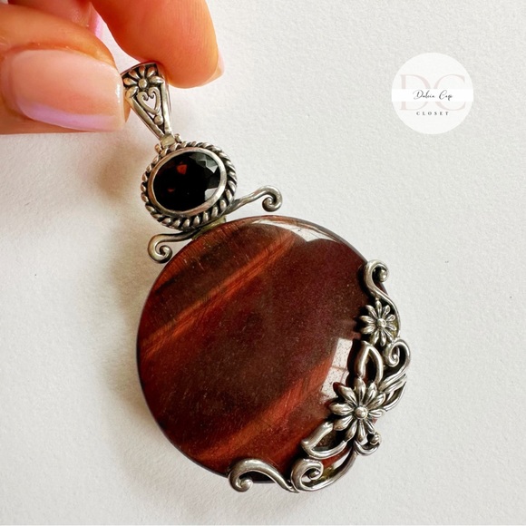 NEW Coffee Agate Pendant on 925 Sterling Silver - Picture 1 of 10